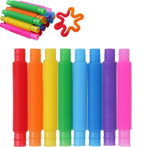 Juguetes Sensoriales de Tubo Elástico, 24 Piezas Juguetes antiestrés de Colores, Juguetes para Aliviar el estrés y la Ansiedad Adecuado para niños y Adultos, Pequeño, CYC19-1