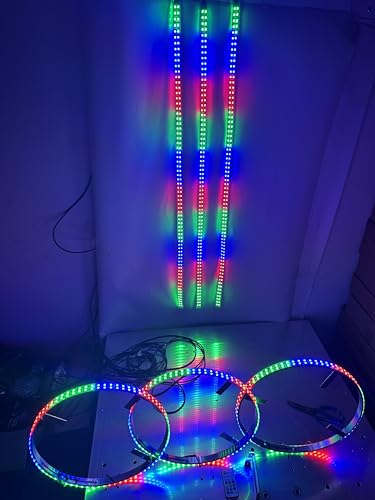 Sando Tech 15.5‘’ Double Row Dream Chase Color Flows Led Wheel Ring Light + 3PCS 4ft LED Underglow Strip Light 6Plugs Sync for Polaris Slingshot Wheel Well Shield