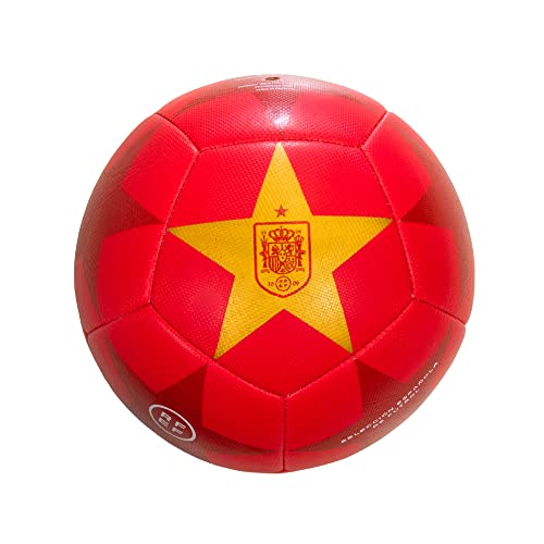 RFEF - Balón de Fútbol Oficial Mundial 2022 | Detallado con el Escudo de la Selección Española y la Estrella del Mundial - Color Rojo | Talla 5
