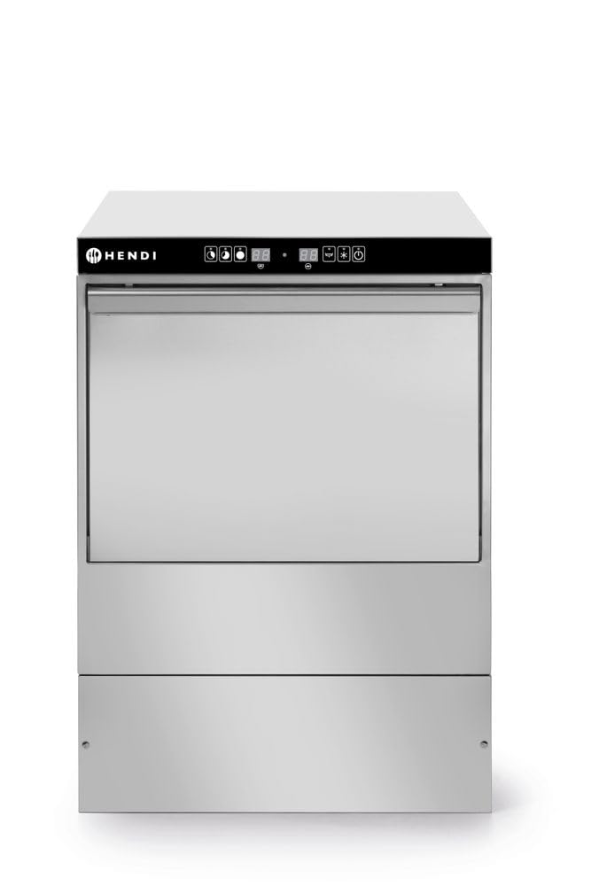 HENDI Lavavajillas industrial, para cestas 40x40cm, con control electrónico, máquina lavaplatos lavavasos lavacopas, 230V, 2800W, 470x510x(H)710mm, acero inoxidable