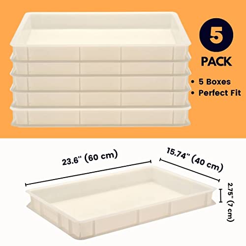 (23.6 Inch X 15.74 Inch X 2.75 Inch), Dough Proofing Box,(5 Pack), White, Commercial Stackable Pizza Proofing Dough Box #TOP3