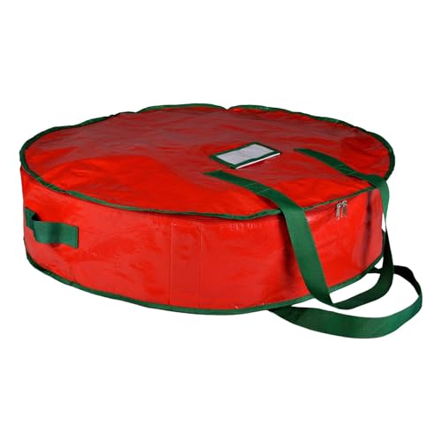 Bolsa de almacenamiento para corona de Navidad de 36 pulgadas grande contenedor con asas para coronas y guirnaldas, contenedor de almacenamiento organización para decoraciones estacionales de corona
