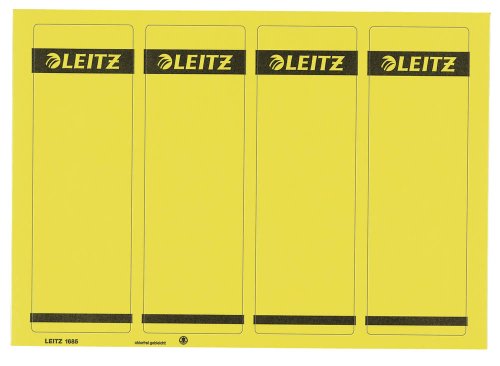 Leitz PC-beschriftbare Rückenschilder selbstklebend für Standard- und Hartpappe-Ordner, 100 Stück, Kurzes und breites Format, 62 x 192 mm, Papier, gelb, 16852015
