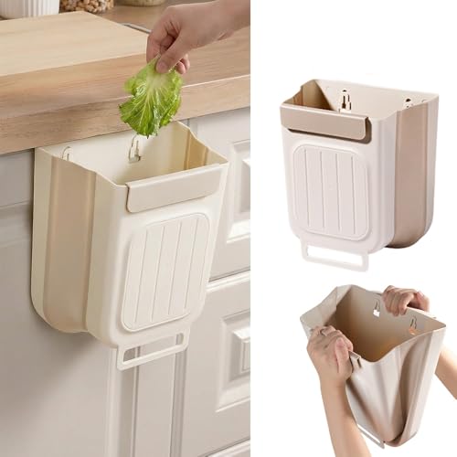 Image of Foldable Hanging Trash Can White 1.6 Gallon