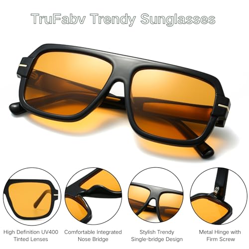 Retro Aviator Sunglasses for Men Women, Trendy Rectangle Womens Mens Shades Square Sun Glasses3