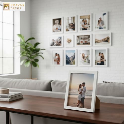 Image of 4x6 Inch 12 PCS Elegant White Wooden Photo Frame - Lightweight Gallery Style, Unbreakable Acrylic Front, Wall & Tabletop Display | Perfect for Home & Office Decor