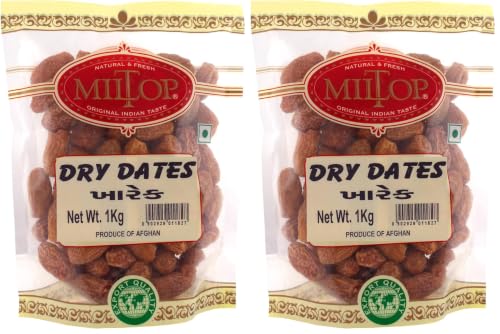 Image of Miltop Dry Dates /Peela Sukha Khajoor Kharek 1kg (Pack of 2)