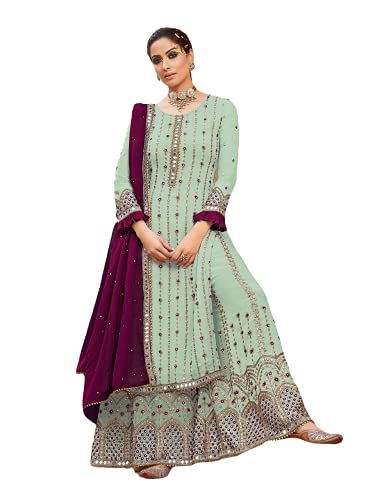 Fashion Ready to Wear Indian/Pakistani Party Wear Dresses Palazzo Style Salwar Suit With Embroidered Work