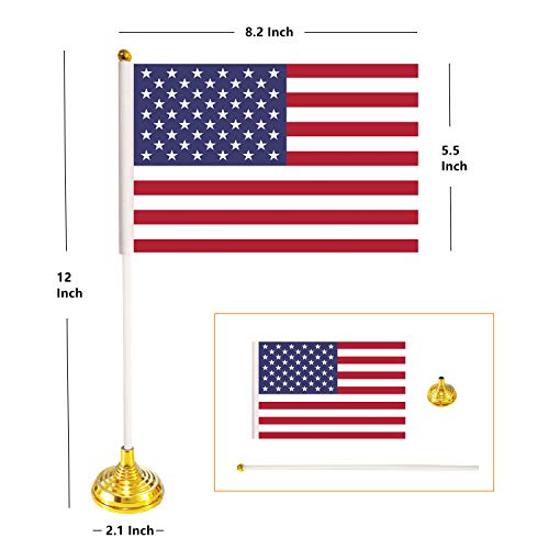 24 Pack International Country Desk Flags,Small Mini World Deluxe Table Flags Set with Stand Base，8.2 x 5.5 inches Miniature Desktop Flag