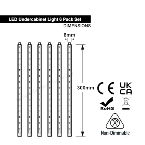 Long Life Lamp Company 6 x 30cm Plug in LED Warm White Under Kitchen Cupboard Cabinet Strip Lights