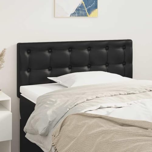 sephironlbb Cabecero de piel sintética negra 80 x 5 x 78/88 cm con patas de madera, altura ajustable, cabecero acolchado para dormitorio, cabecero de cama con respaldo y remaches decorativos