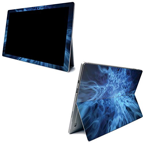 Image of MightySkins Carbon Fiber Skin for Microsoft Surface Pro 7 - Blue Mystic Flames | Textured Carbon Fiber Finish | Easy to Apply, Remove, and Change Styles | Made in The USA