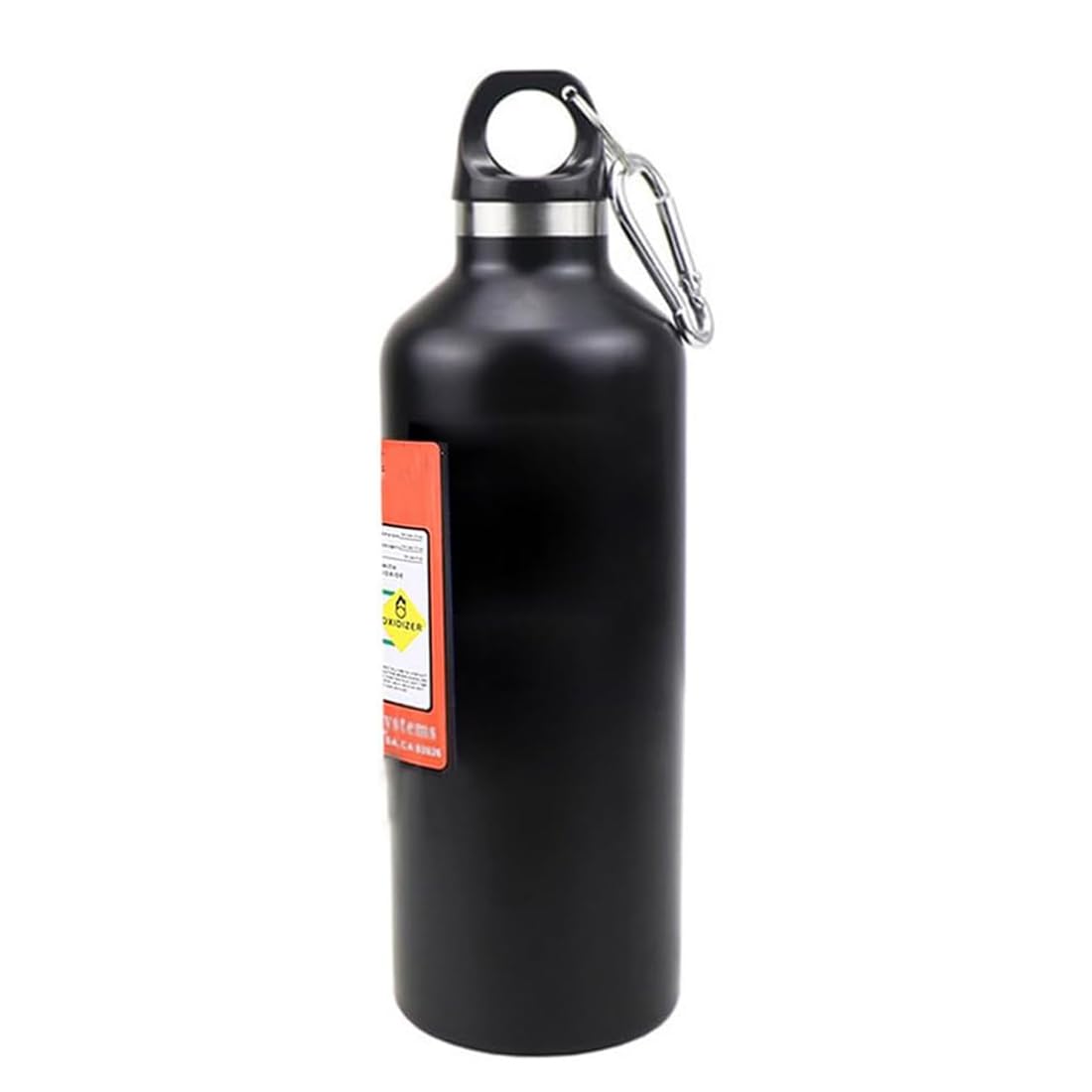 Thermoses Water Bottle Stainless Flask 500ml Nitrogen Bottle Type Thermal Insulation Cold Insulation Reusable Leak Proof Carabiner Included Easy to Carry Work Sports Outdoors Hiking (Black)