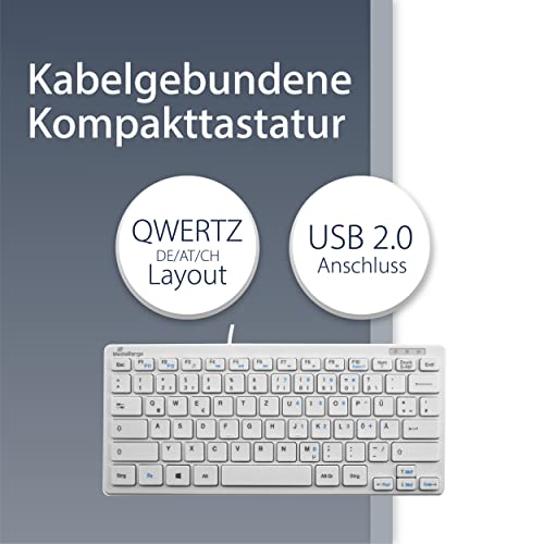 MediaRange: Tastatur Funk QWERTZ (DE/AT), 1,8m Kabel kompakt, Weiß – Ansicht 2