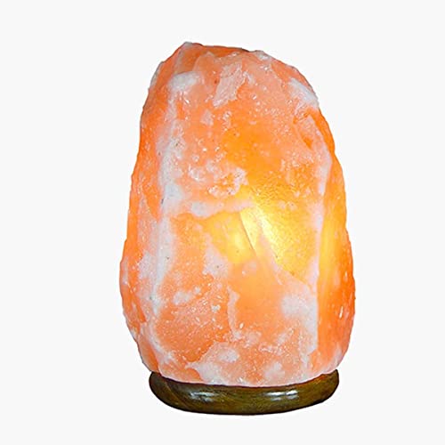 APP LIFE Lampada di Sale Rosa Himalayano 100% Puro e Naturale (2-3 Kg) - Inclusa Lampadina ad Incandescenza e Cavo - Completamente Naturale e Realizzata a Mano con Base in Legno