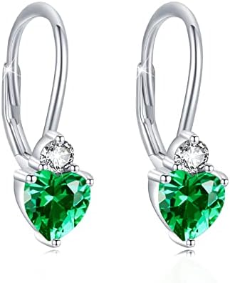 May Birthstone Earrings Dangle Sterling Silver Leverback Green Earrings Peridot Birthstone Dangle Earrings May Birthstone Jewelry Earrings Gifts for Women Girls Mom Mother's Day