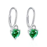 May Birthstone Earrings Dangle Sterling Silver Leverback Green Earrings Peridot Birthstone Dangle Ea