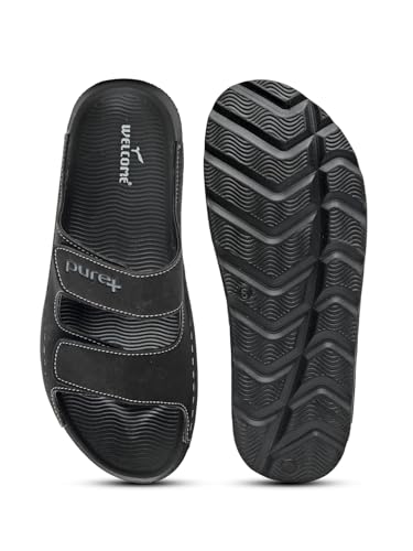 Image of URJO PURE Men's Sliders /Slippers Lightweight Super Flexible Arch Support Durable Anti Skid & Stylish Dailywear Sliders /Slippers for Men (URJO by Welcome)