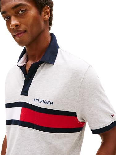 Image of Tommy Hilfiger Men's Short Sleeve Cotton Pique Flag Polo in Regular Fit