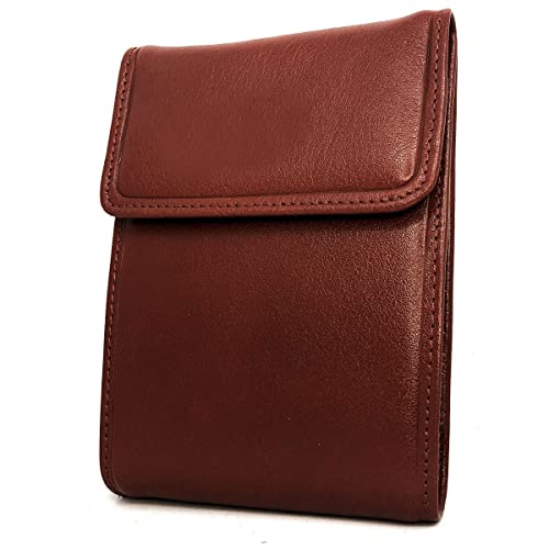 Charmoni - Etui Porte chéquier Longue Pliant Talon à Gauche - Protection Anti RFID - 3 Volets - 4 emplacements Carte crédit en Cuir Vachette (Cuir Collet...
