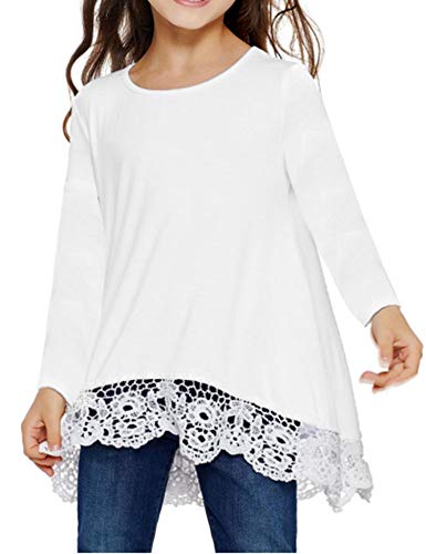 Image of Arshiner Girls Tunic Tops Casual Basic Loose Soft Swing Pullover Long Blouse T-Shirt Tee