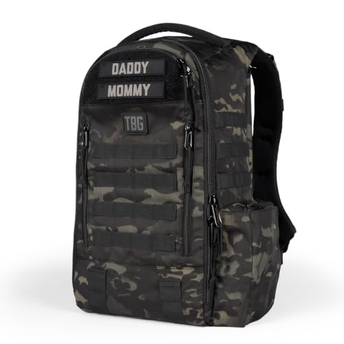 Image of Tactical Baby Gear Daypack Tactical Diaper Bag Backpack for Dads - MOLLE compatible, Built-in Changing Mat, Stroller Straps (Multicam Black 4th Gen)