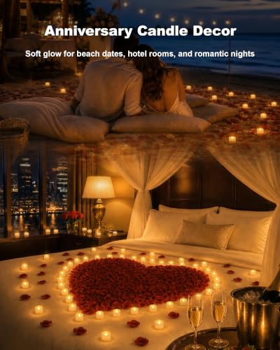 Image of Homemory 100-Pack Flameless Tea Lights Candles Battery Operated, 200+ Hours | Flickering LED Tealights for Wedding Centerpieces, Banquets, Party Tables, Halloween, Christmas Displays and Reception Decor