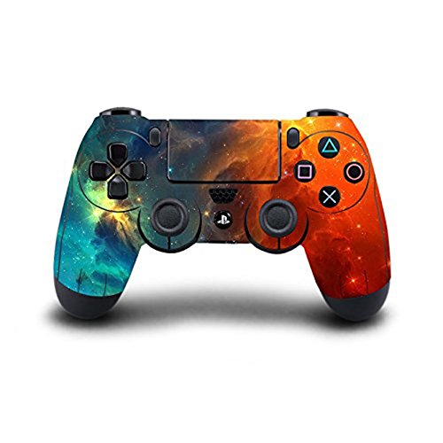 Stillshine - 1 x Protective Vinyl Skin Decal Sticker for Sony PlayStation 4 PS4 Slim PS4 Pro Dualshock Controller orange Starry Blue-Orange