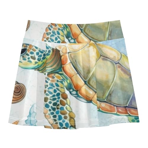 Watercolor Sea Turtle Athletic Shorts for Girls Skorts Kids Tennis Skirts Cute Comfy Flowy Skirt 3t
