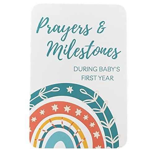 Image of Prayer & Milestone Cards for Baby's First Year, Monthly Baby Milestone Cards, Unique First Time Mom Gift, Religious Baby Shower Gifts, Gender Neutral Rainbow Baby Gifts (Rainbow)
