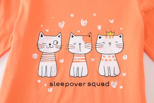 Pajamas for Girls Cute Cat Unicorn Long Sleeve and Pants PJS Set Big Kids Cotton Sleepwear Set Size 6-163