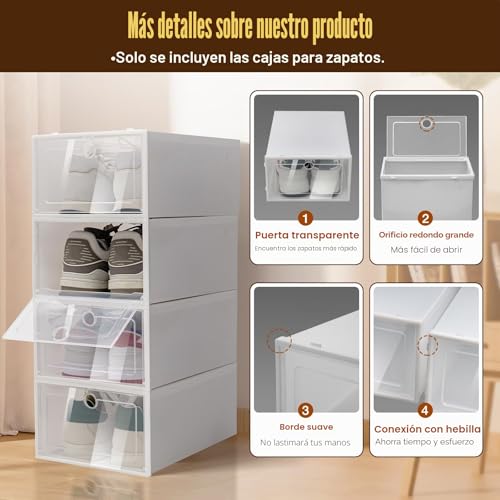 Caja de almacenamiento apilable blanca para ahorrar espacio en armarios pequeños pack de 24 5