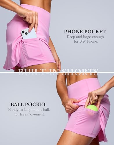 Image of SANTINY 13.5 inch /15 inch Skorts for Women with 2 Pockets High Waisted A Line Casual Pickleball Golf Skort Athletic Tennis Skirt