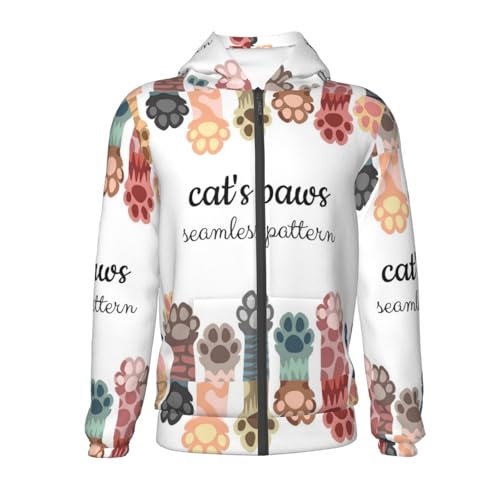 Cat Paws Kids Pullover Hoodies Boys Zip Up Sweatshirts Girls Athletic Clothes with Pocket2