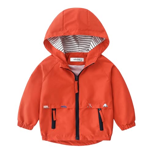 Image of Volunboy Toddler Boys Windbreaker Casual Outerwear Kids Lightweight Zip Hooded Jacket Baby Cute Dust Coat