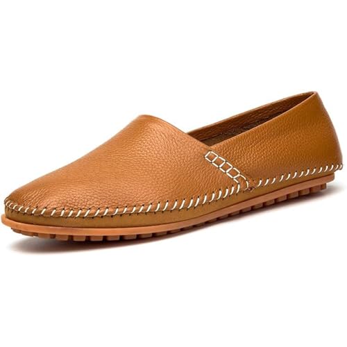 Men's Leather Loafers Flat Shoes Lightweight Casual Slip-On Shoes for Walking and Driving