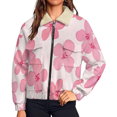 Chaqueta de forro polar para mujer abrigo cálido impreso floral retro lindo para exteriores ocio