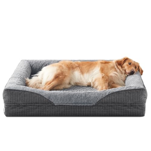 FURTIME Extra Large Dog Bed Orthopedic Dog Bed XL for 90lbs Dogs - 7.5" Memory Foam Mattress, Waterproof & Washable Dark Cover, Veterinarian Recommended Bed for Arthritis & Bone Health, 107x81x19cm