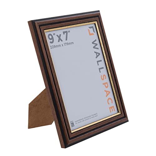 Wall Space 9x7 Brown Frame with Gold Inset, Brown with Gold Line, 9x7 inches