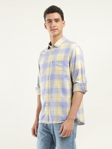 Image of Levi's Men Cotton Checkered Slim Fit Shirt