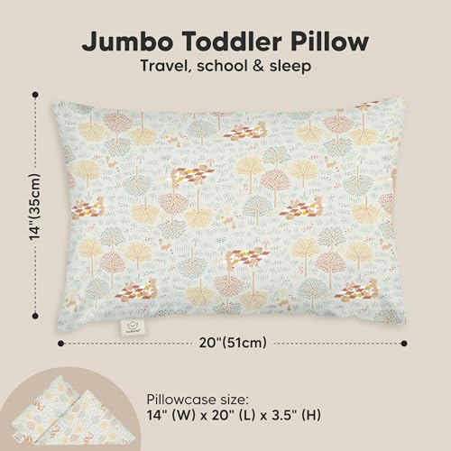 Image of KeaBabies Organic Toddler Pillow with Pillowcase, Jumbo 14X20 (Wild Picnic) | Soft Cotton Toddler Pillows for Sleeping, Machine Washable, Perfect for Travel, School, Daycare, Nap, Kids Toddler Bed Set