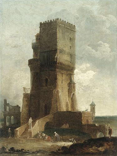 Toile affiche paysage Hubert Robert pour créer un salon élégant d'inspiration musée
