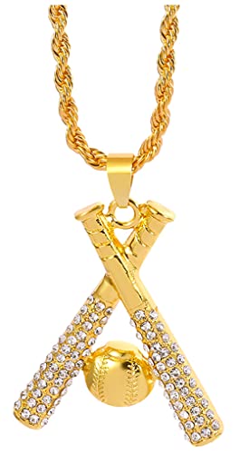 Collier chauve-souris baseball AZYOUNG en zirconium éclatant pour homme