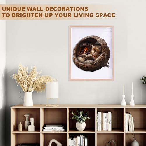 Rompecabezas de madera para adultos, 13.4 x 13.2 pulgadas, 270 piezas, Rompecabezas Gato Acogedor de Otoño con efecto visual 3D miniatura 6