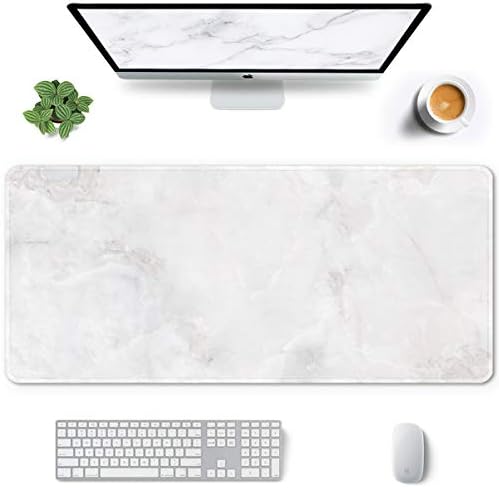 Amazon.com: SSOIU White Grey Marble Print Desk Mat, Large Mouse Pad ...