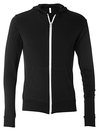 Bella + Canvas Unisex Triblend Full-Zip Lightweight Hoodie XL BLACK TRIBLEND