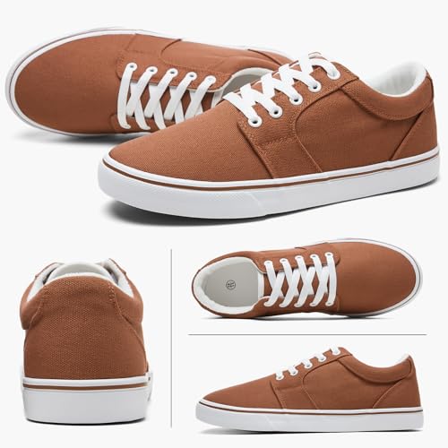 Image of BENPAO Mens White Casual Shoes All Black Fashion Sneakers for Men Low Top Lace Up Canvas Shoes