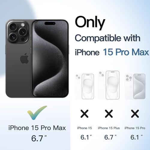 Image of Magnetic Case for iPhone 15 Pro Max 6.7-Inch Compatible with MagSafe, Shockproof Phone Bumper Cover, Solid Color Matte TPU Frame, Anti-Scratch Clear Back (Black)