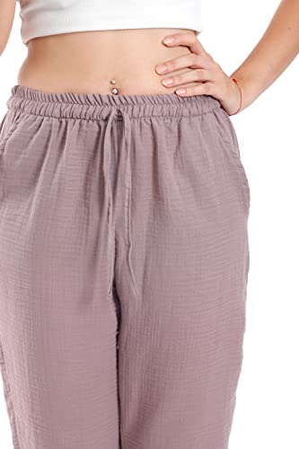 BOHORIA Musselin Hose Sommerhose Unisex (Plum M) Cover