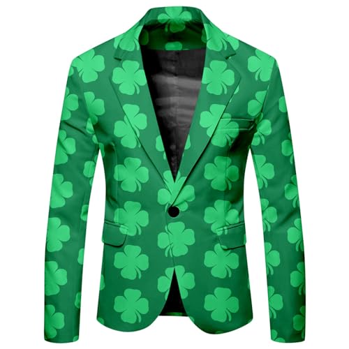 Men's St. Patrick's Day Casual Blazer Slim Fit Long Sleeve Button Notched Lapel Sports Coat Business Suit Jacket with Pocket